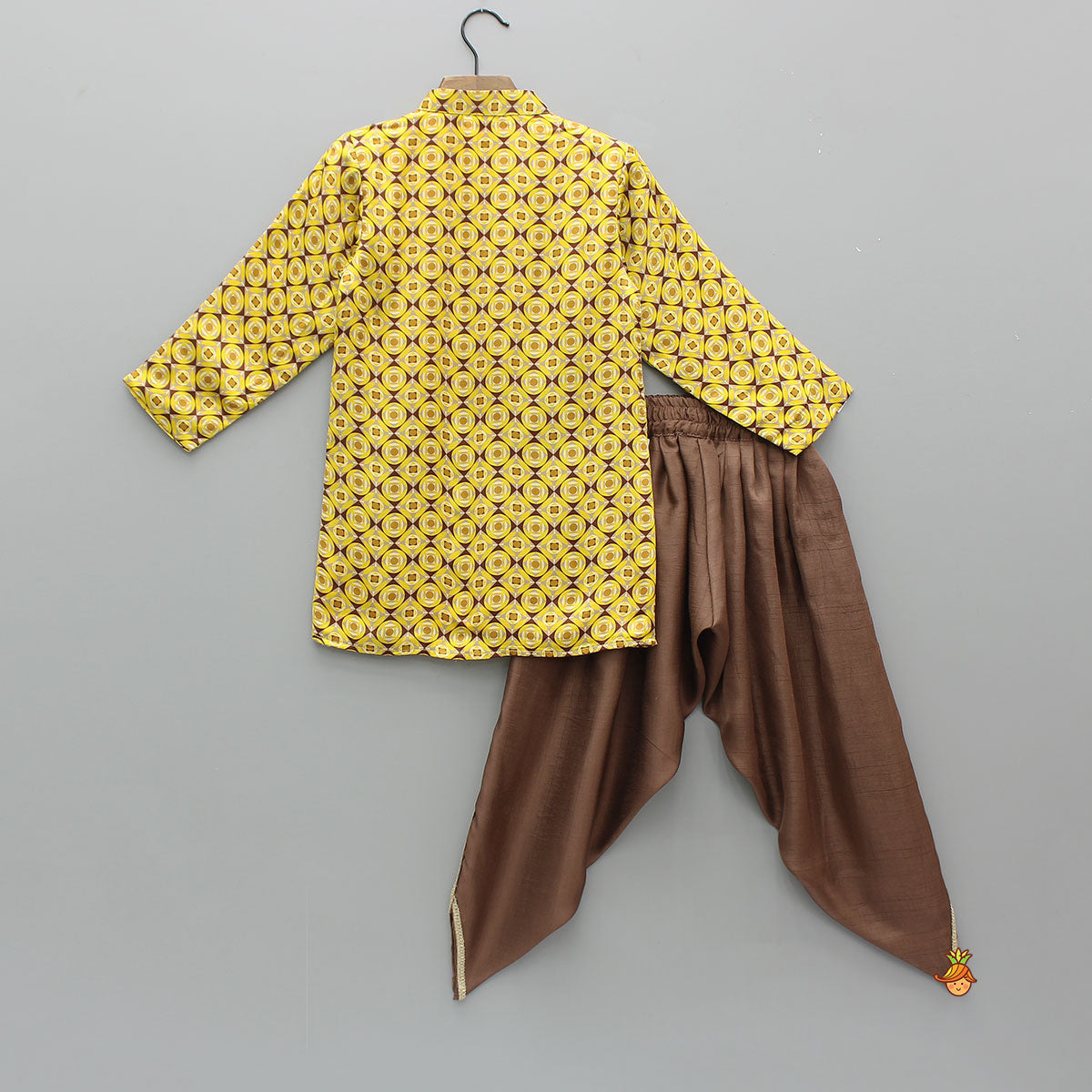 Pre Order: Printed Asymmetrical Placket Kurta With Dhoti