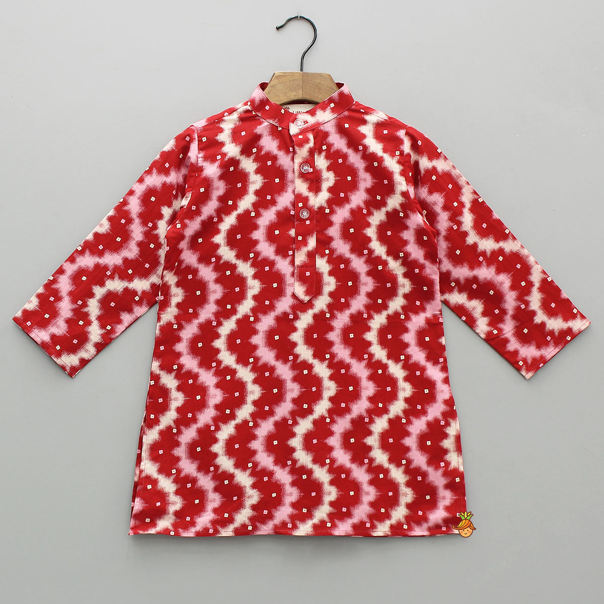 Tie-Dye Effect Printed Kurta With Embroidered Jacket And Churidar
