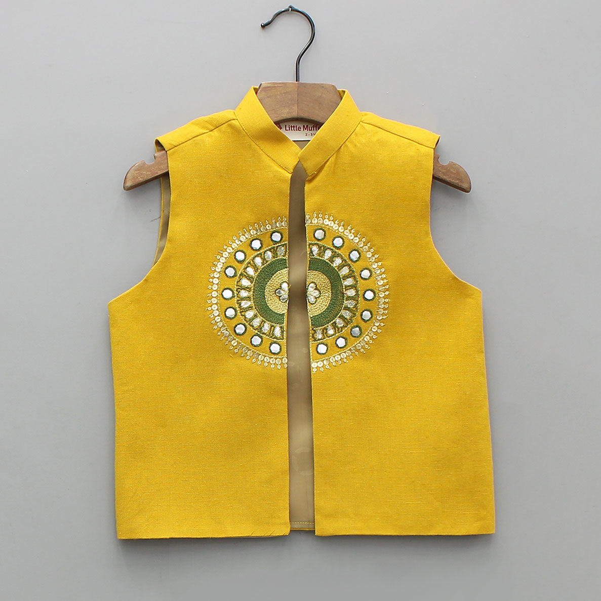 Tie-Dye Effect Printed Kurta With Embroidered Jacket And Churidar