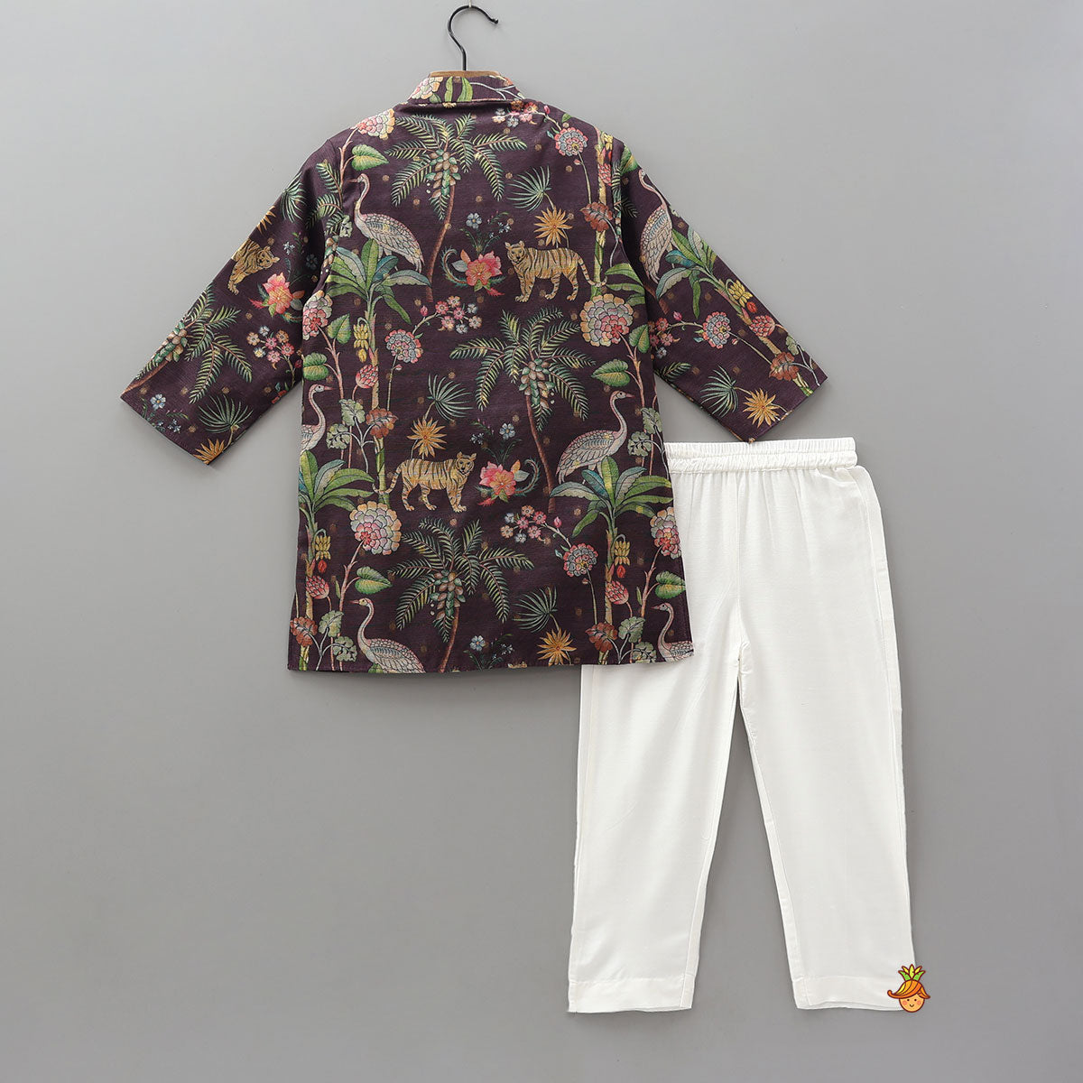 Pre Order: Jungle Printed Jacket Style Ethnic Kurta With Pyjama