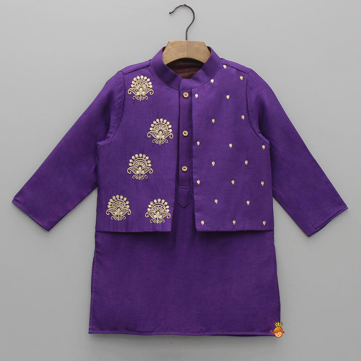 Pre Order: Faux Jacket Style Sequin Embroidered Kurta With Pyjama