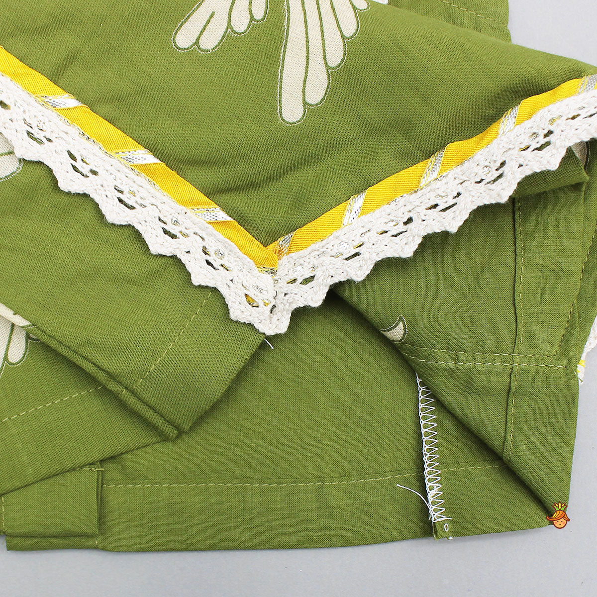 Pre Order: Bird-Printed Sleeveless Top With Tiered Lehenga