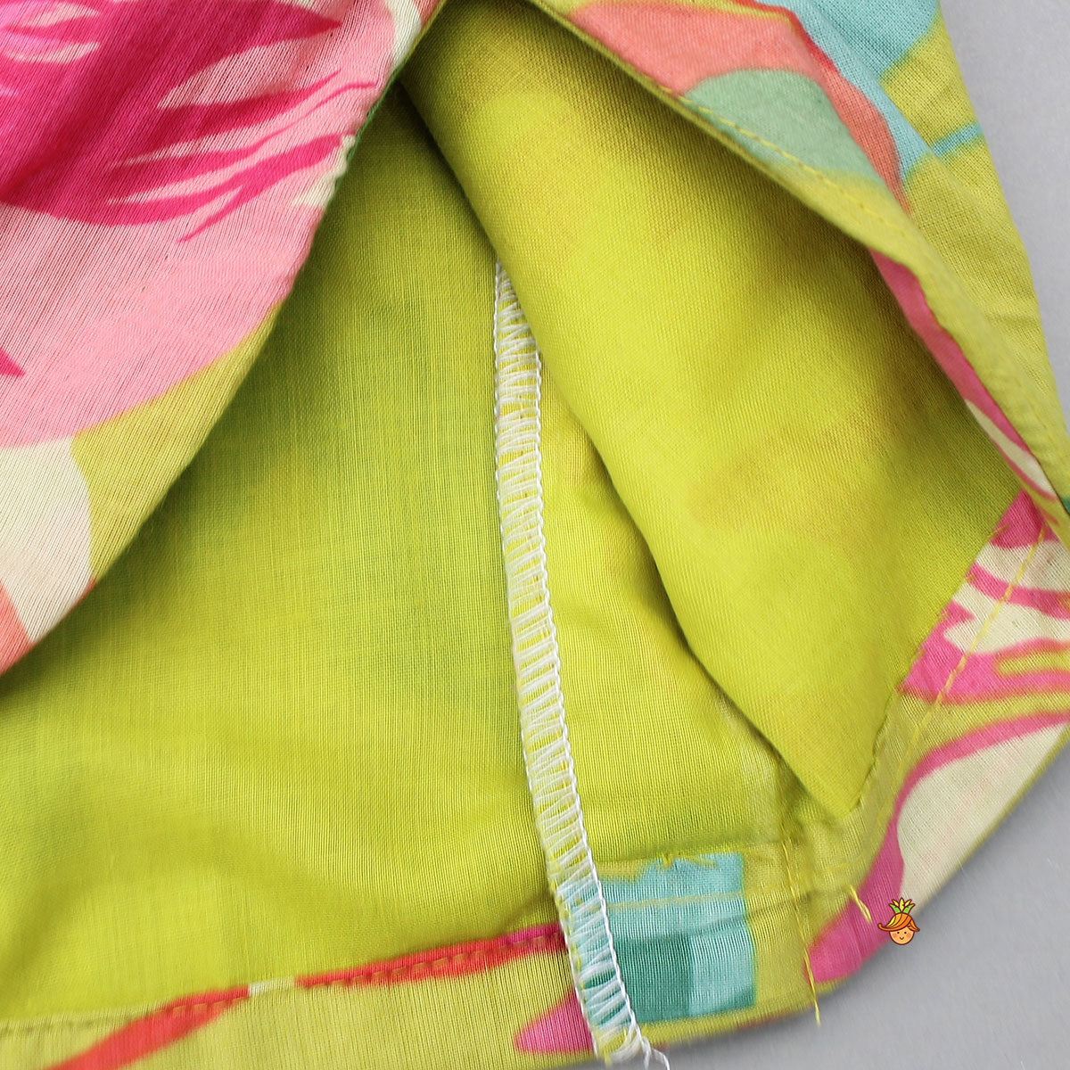 Pre Order: Floral Printed Knot-Designed Top And Lehenga