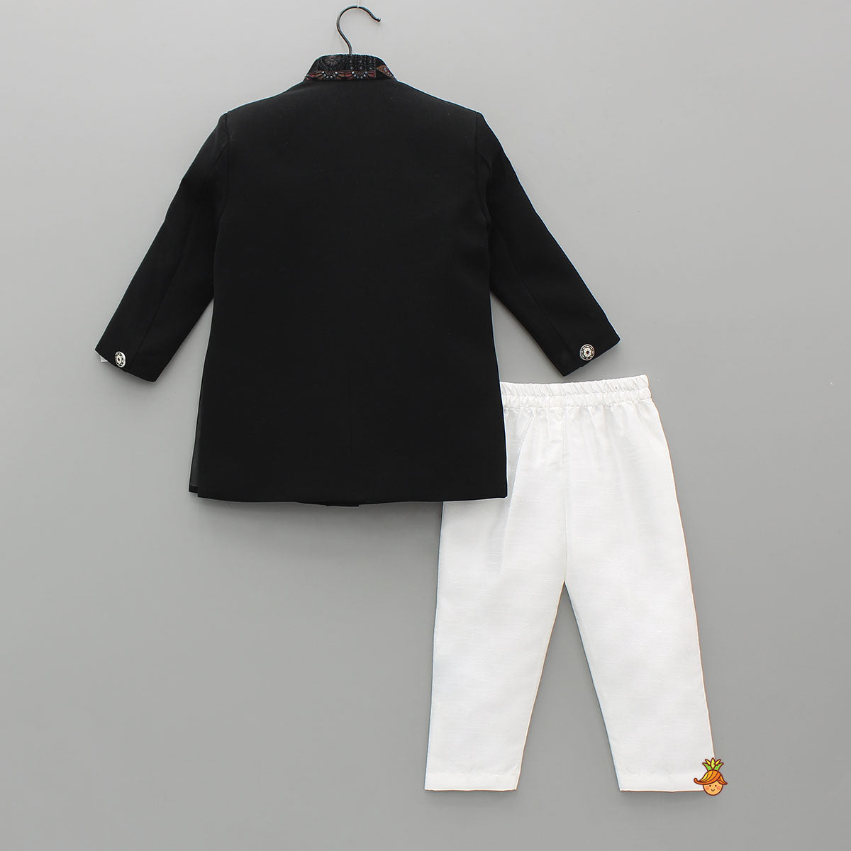 Pre Order: Embroidered Pocket-Square Sherwani With Pyjama And Shawl