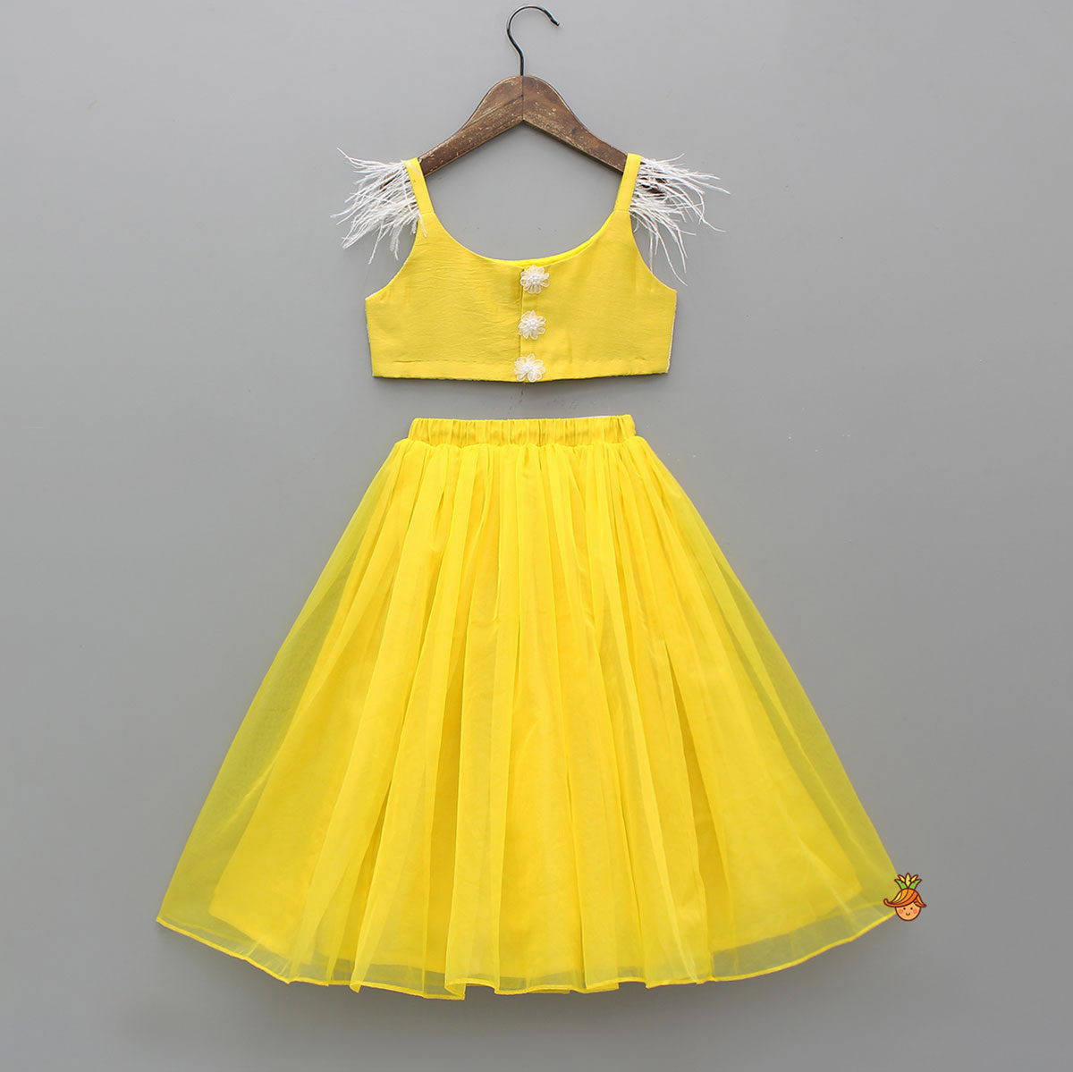 Pre Order: Thread Embroidered Strappy Crop Top And Lehenga