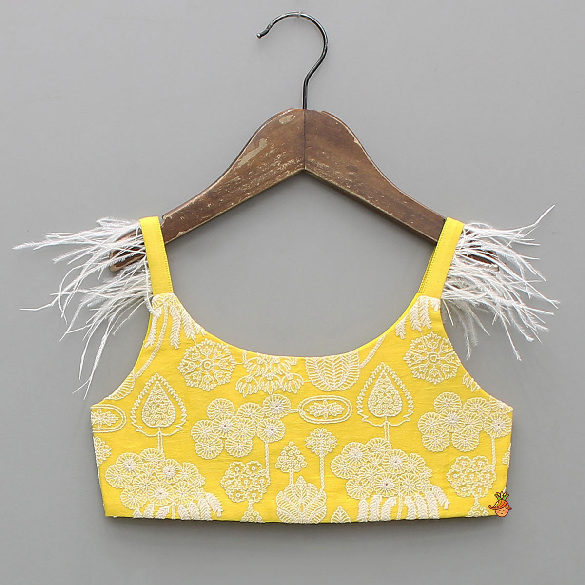 Pre Order: Thread Embroidered Strappy Crop Top And Lehenga