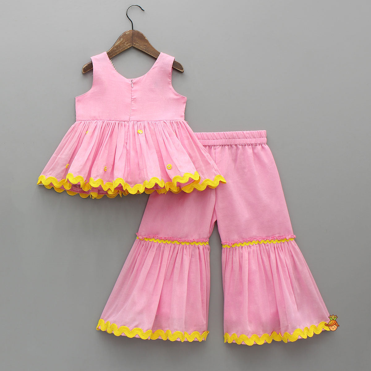 Pre Order: Intricate Bird Embroidered Top With Contrasting Lace Work Sharara