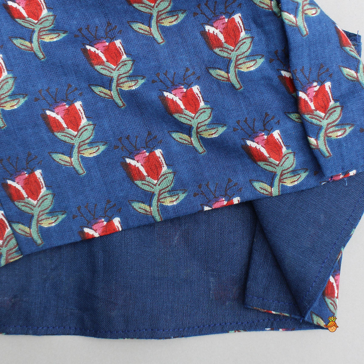 Pre Order: Floral Printed Halter Neck Cotton Top With Floral Printed Lehenga