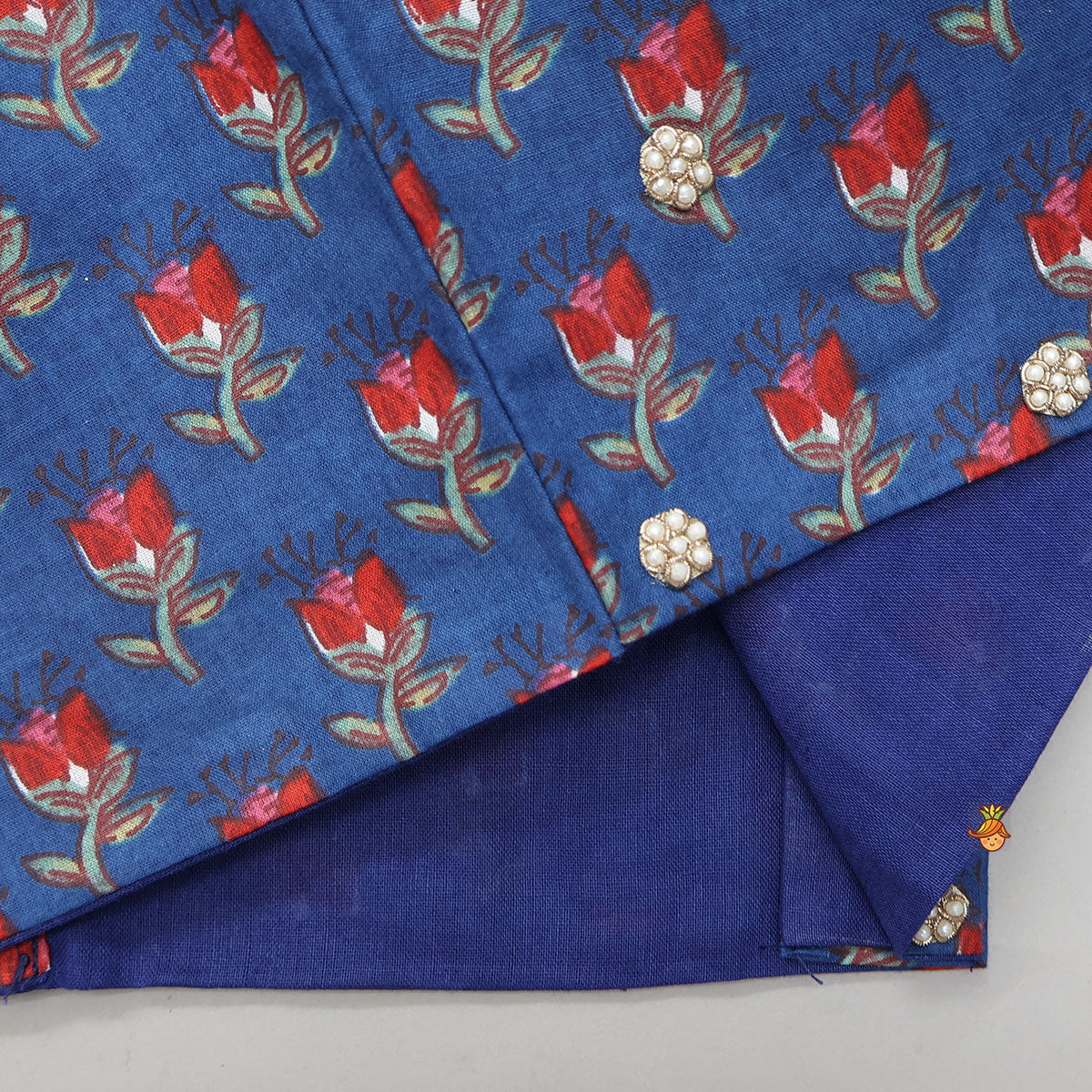 Pre Order: Floral Printed Halter Neck Cotton Top With Floral Printed Lehenga
