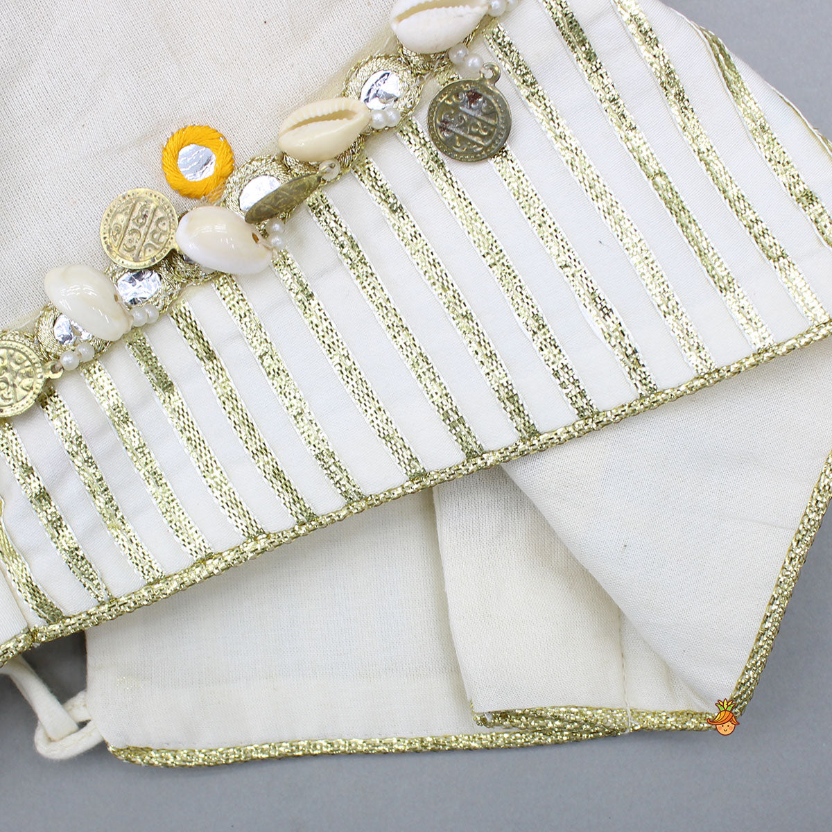 Exquisite Strappy Embellished Top With Multicolour Bandhani Printed Lehenga And Dupatta