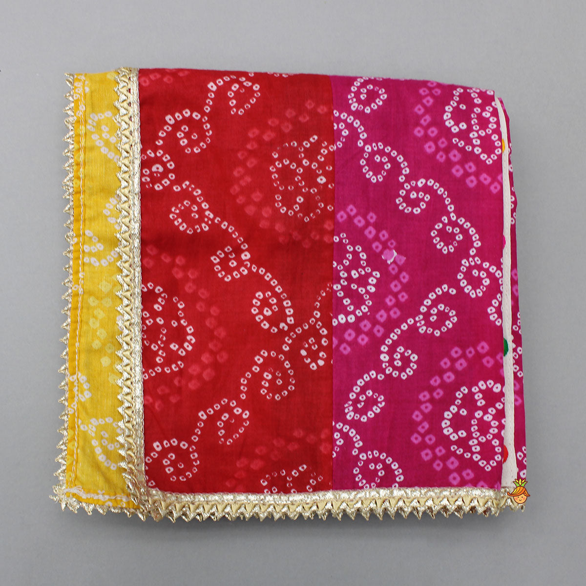 Exquisite Strappy Embellished Top With Multicolour Bandhani Printed Lehenga And Dupatta