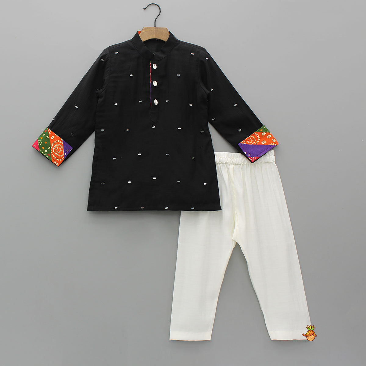 Pre Order: Mirror Work Kurta With Front-Open Jacket And Pyjama
