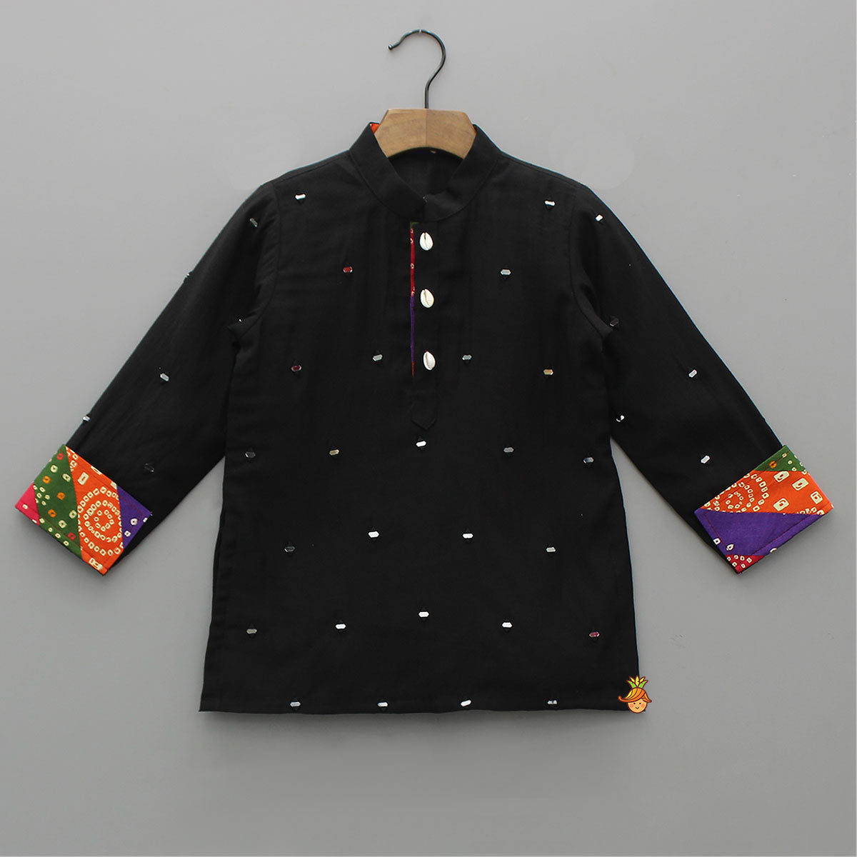 Pre Order: Mirror Work Kurta With Front-Open Jacket And Pyjama