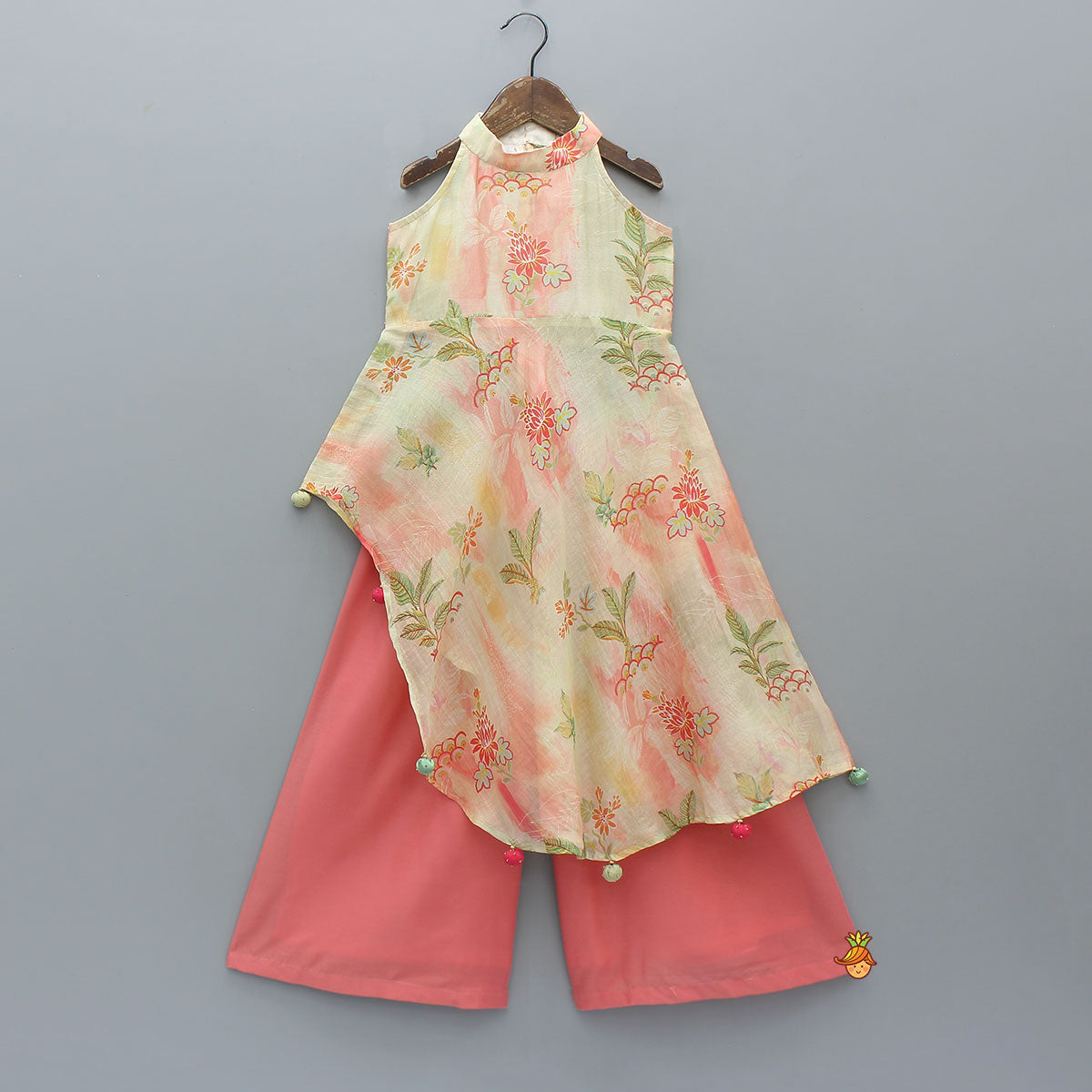 Pre Order: Stylish Asymmetric Sleeveless Kurti With Palazzo