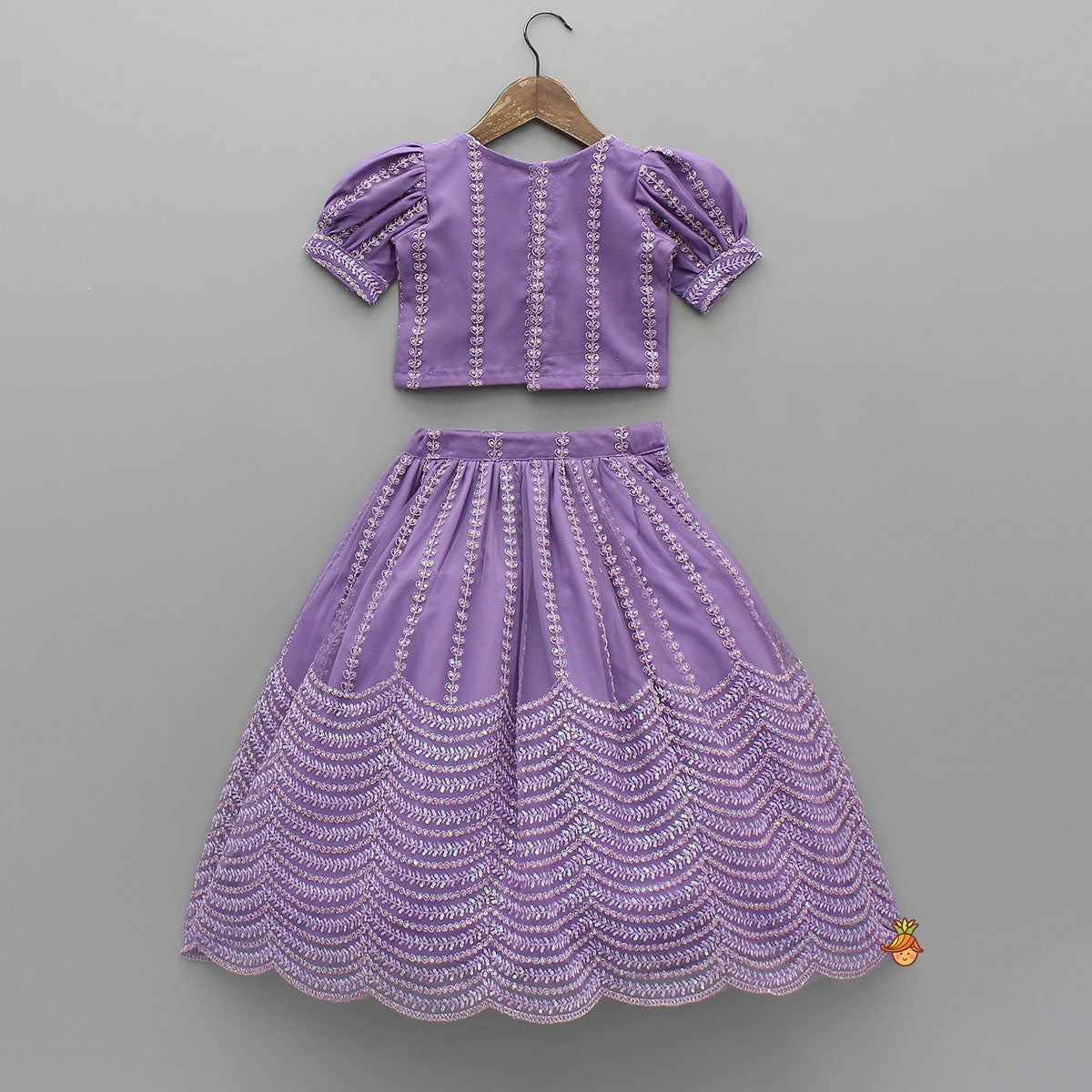 Pre Order: Sequin-Embroidered Glittery Top And Lehenga