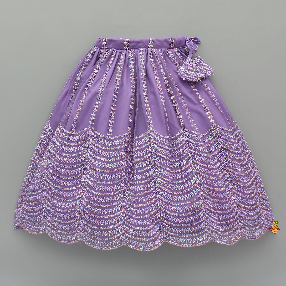 Pre Order: Sequin-Embroidered Glittery Top And Lehenga