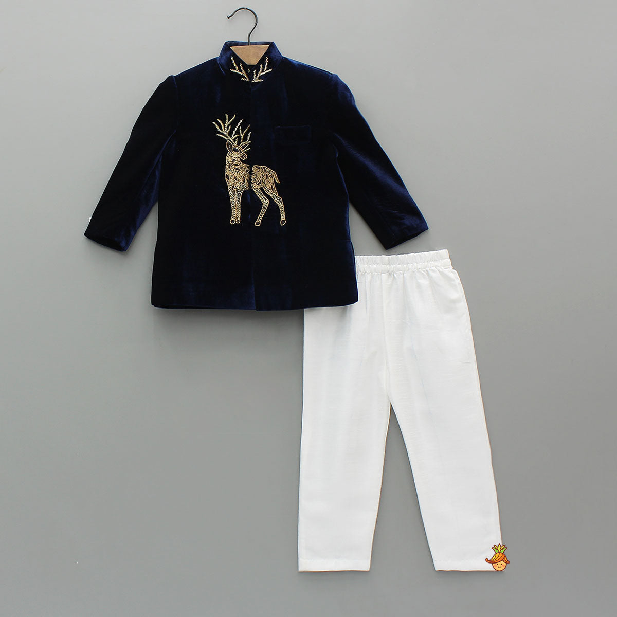 Stylish Cut Dana And Beads Embroidered Velvet Sherwani With Pyjama