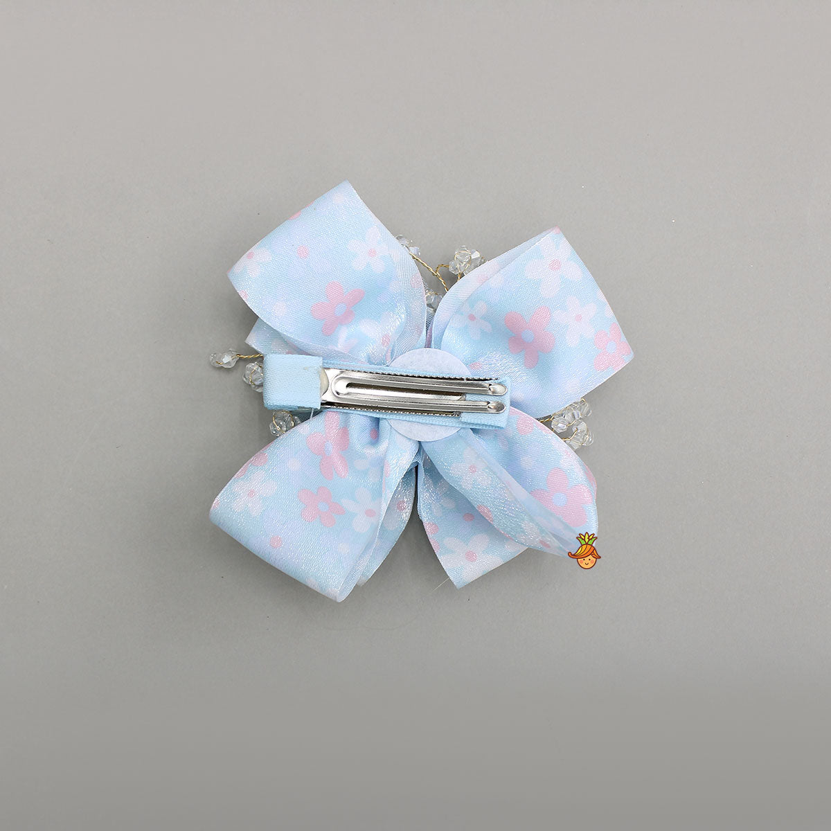 Floral Printed Hair Clip With Crystal Bead Detailing