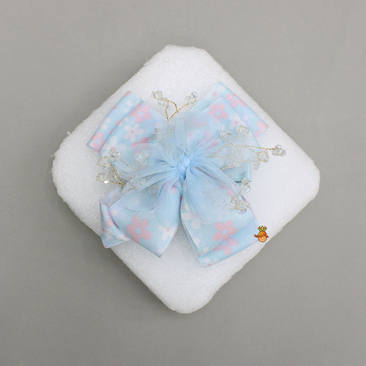 Floral Printed Hair Clip With Crystal Bead Detailing