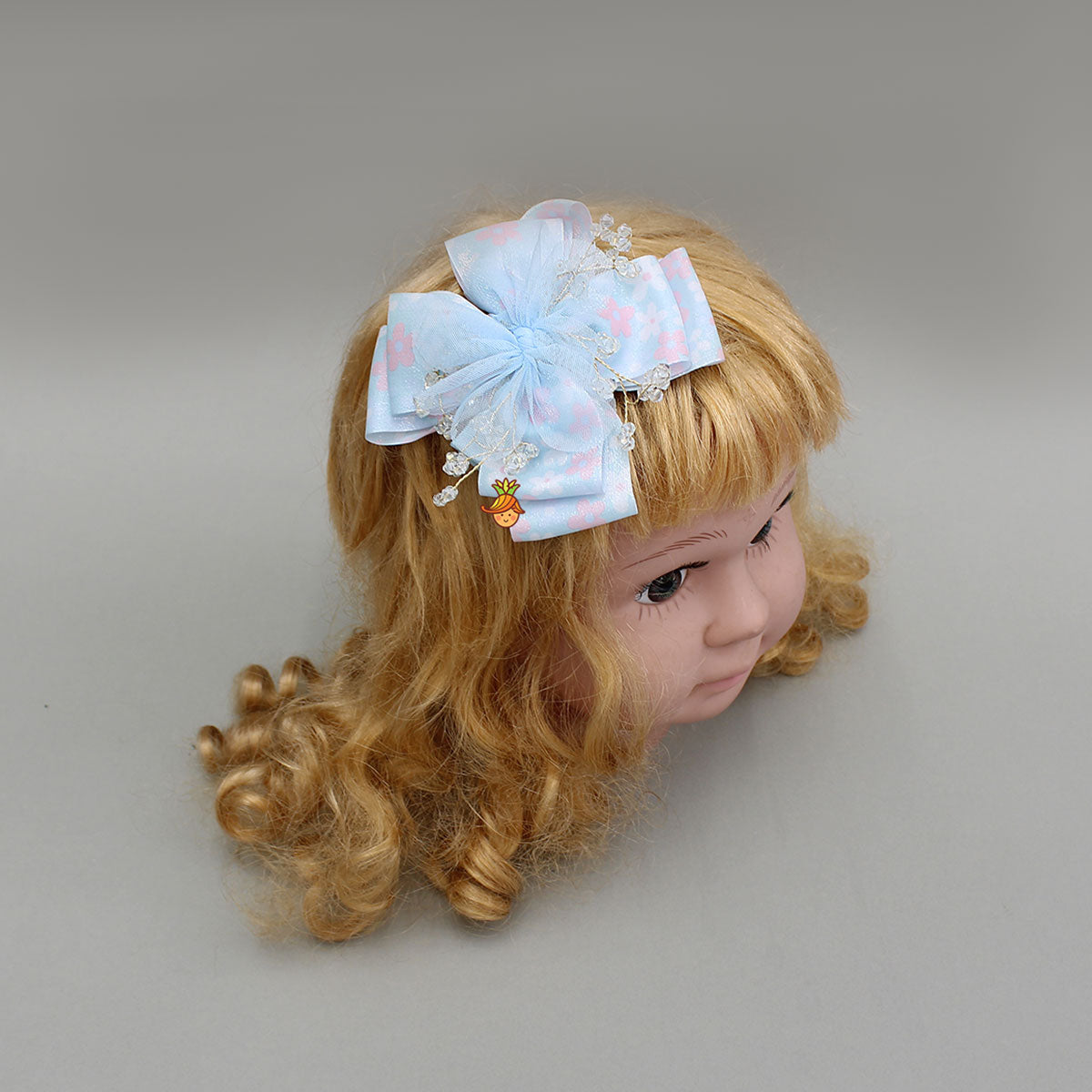 Floral Printed Hair Clip With Crystal Bead Detailing
