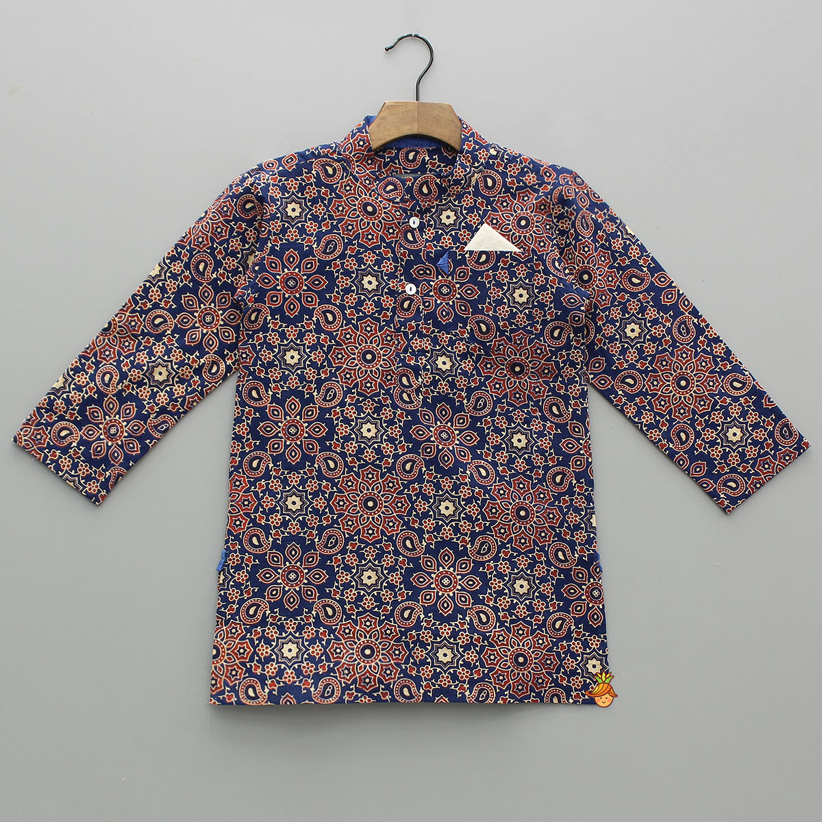 Ajrakh Printed Patch Pocket Detail Ethnic Kurta