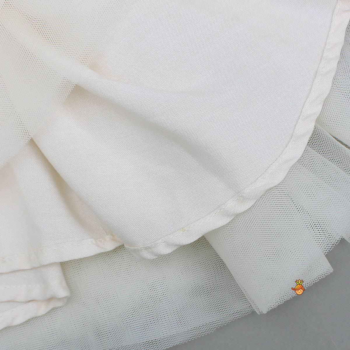 Pre Order: Yoke Embellished Flared Dress With Headband And Matching Booties With Mittens