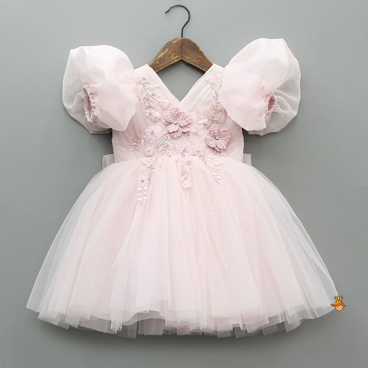 Pre Order: 3D Flower Applique Net Dress