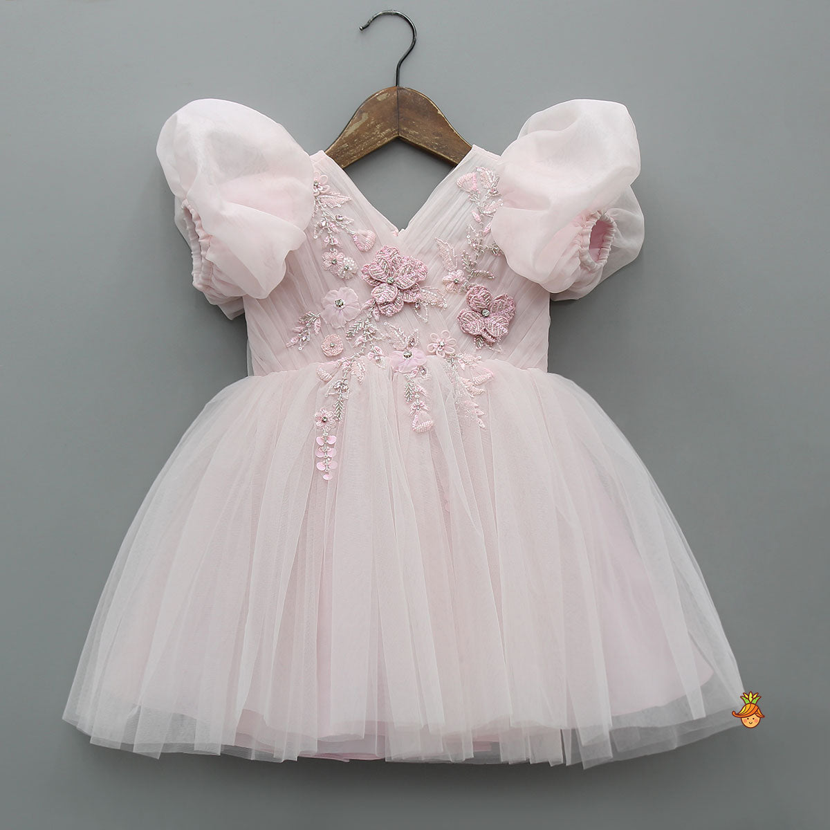 Pre Order: 3D Flower Applique Net Dress