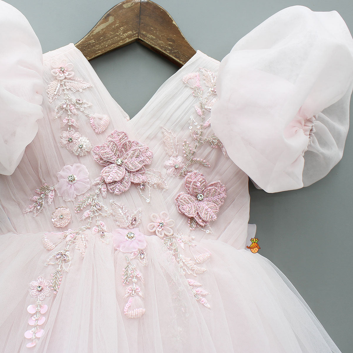 Pre Order: 3D Flower Applique Net Dress
