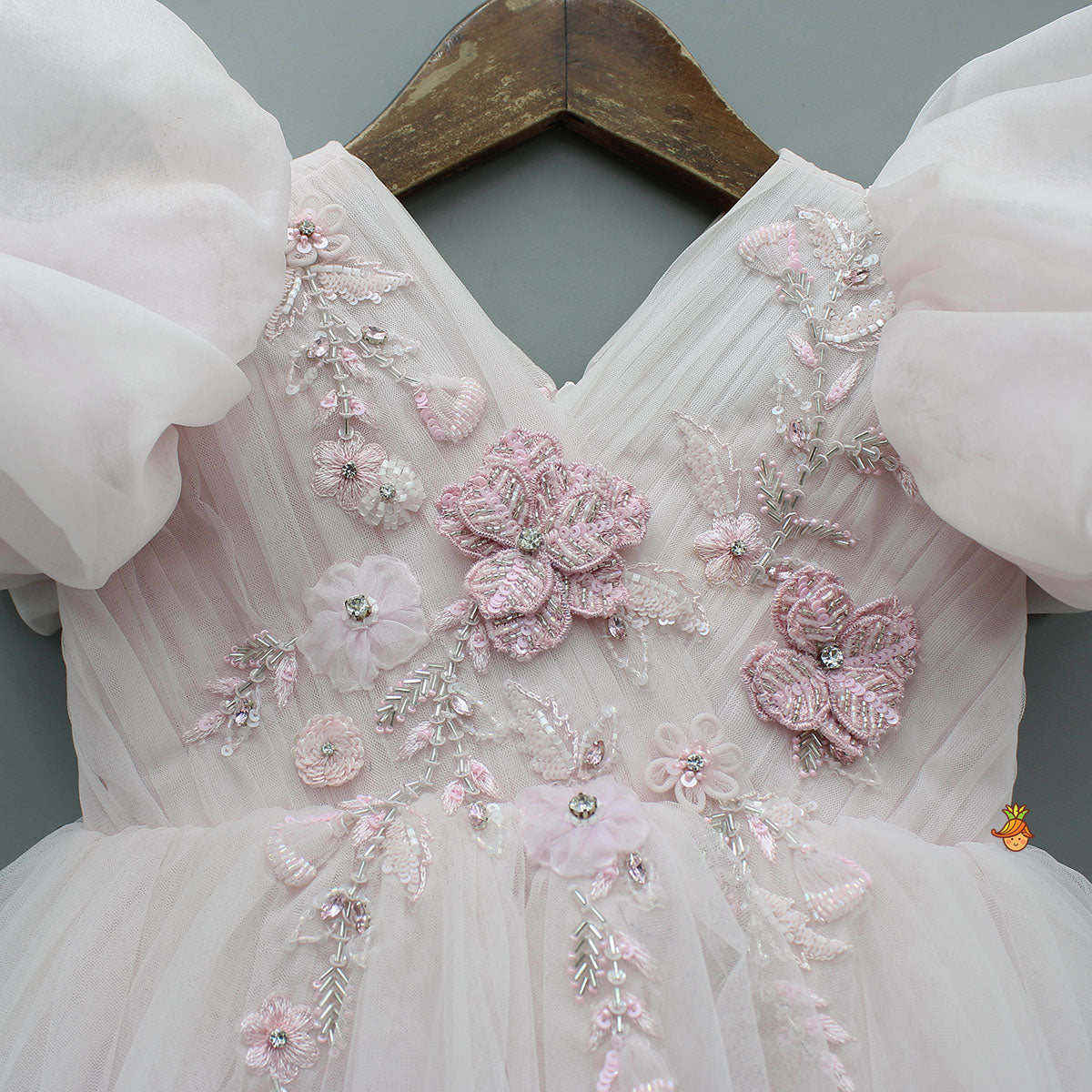 Pre Order: 3D Flower Applique Net Dress