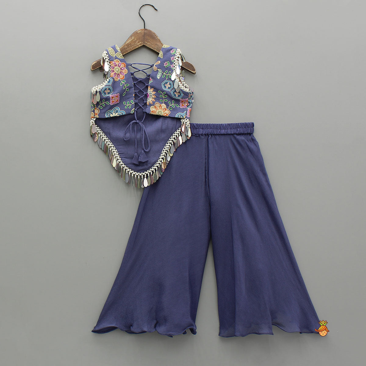 Pre Order: Mirror Work Stylish Top And Palazzo