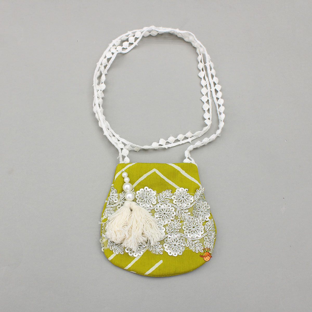 Bandhani Printed Strappy Peplum Kurti With Palazzo And Bag