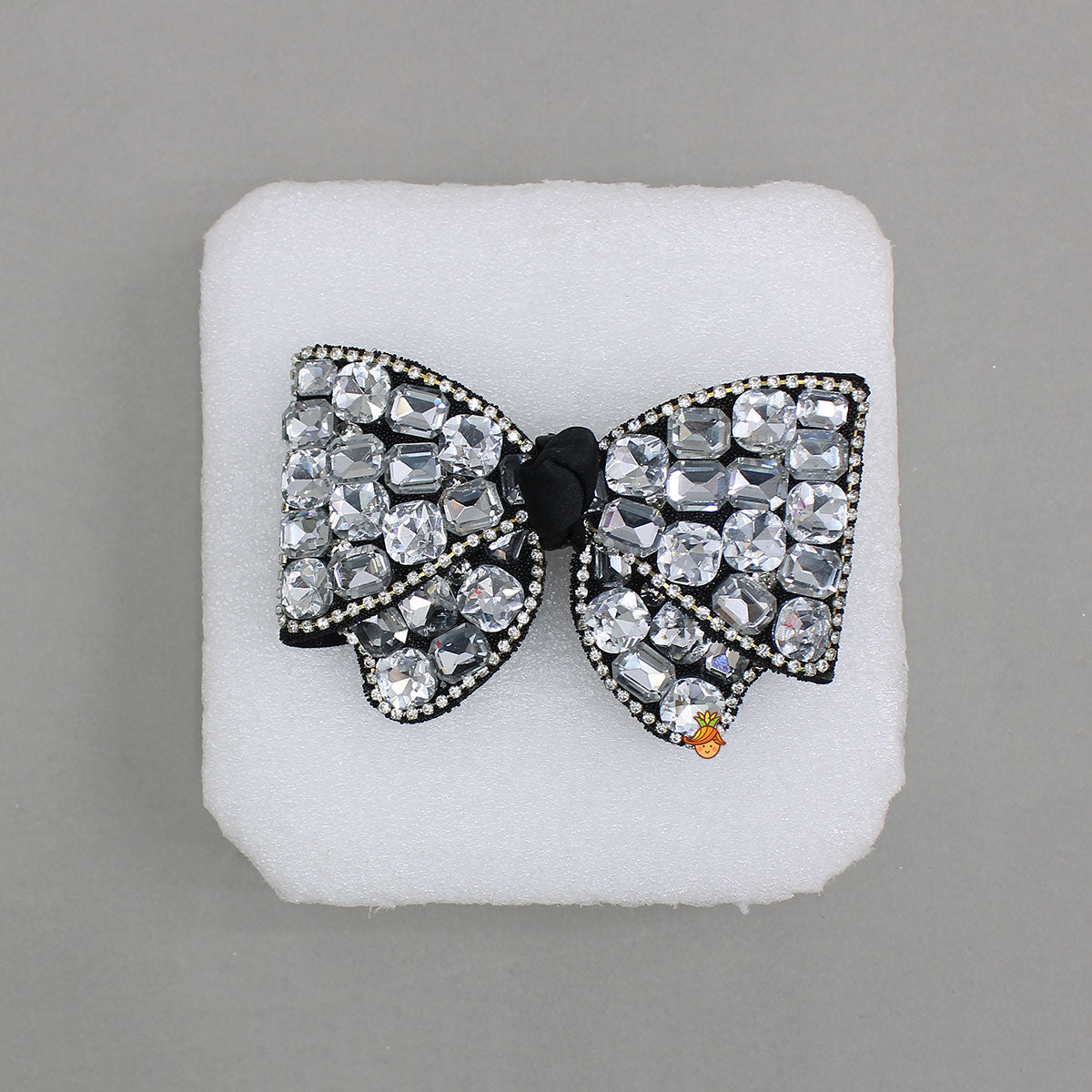 Glass Crystal Beads Embellished Bow Hair Clip