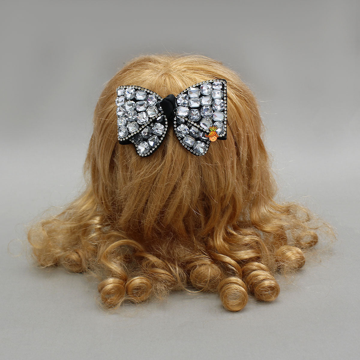 Glass Crystal Beads Embellished Bow Hair Clip