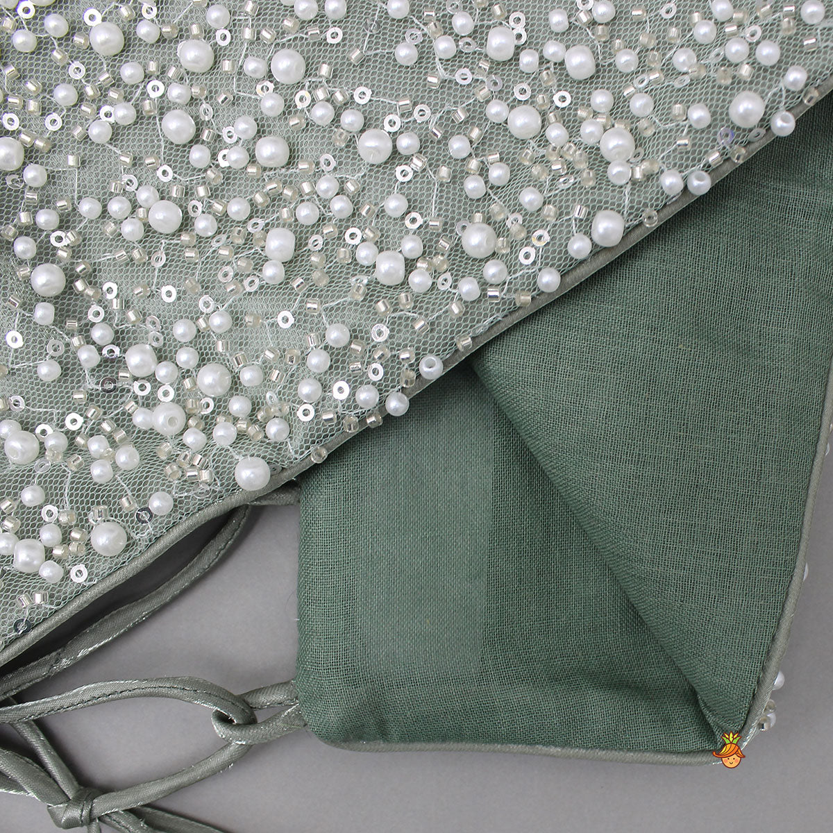 Pre Order: Gorgeous Open-Back Top And Crushed Lehenga With Wrist Cuff