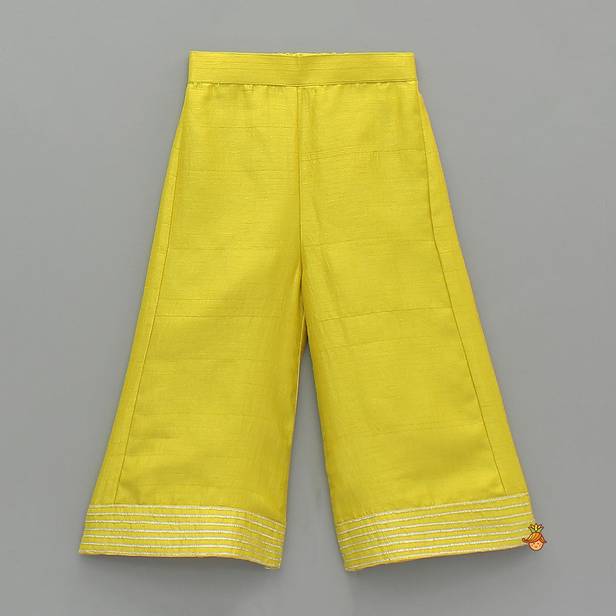 Pre Order: Contrast Hem Flared Top And Palazzo With Matching Dupatta