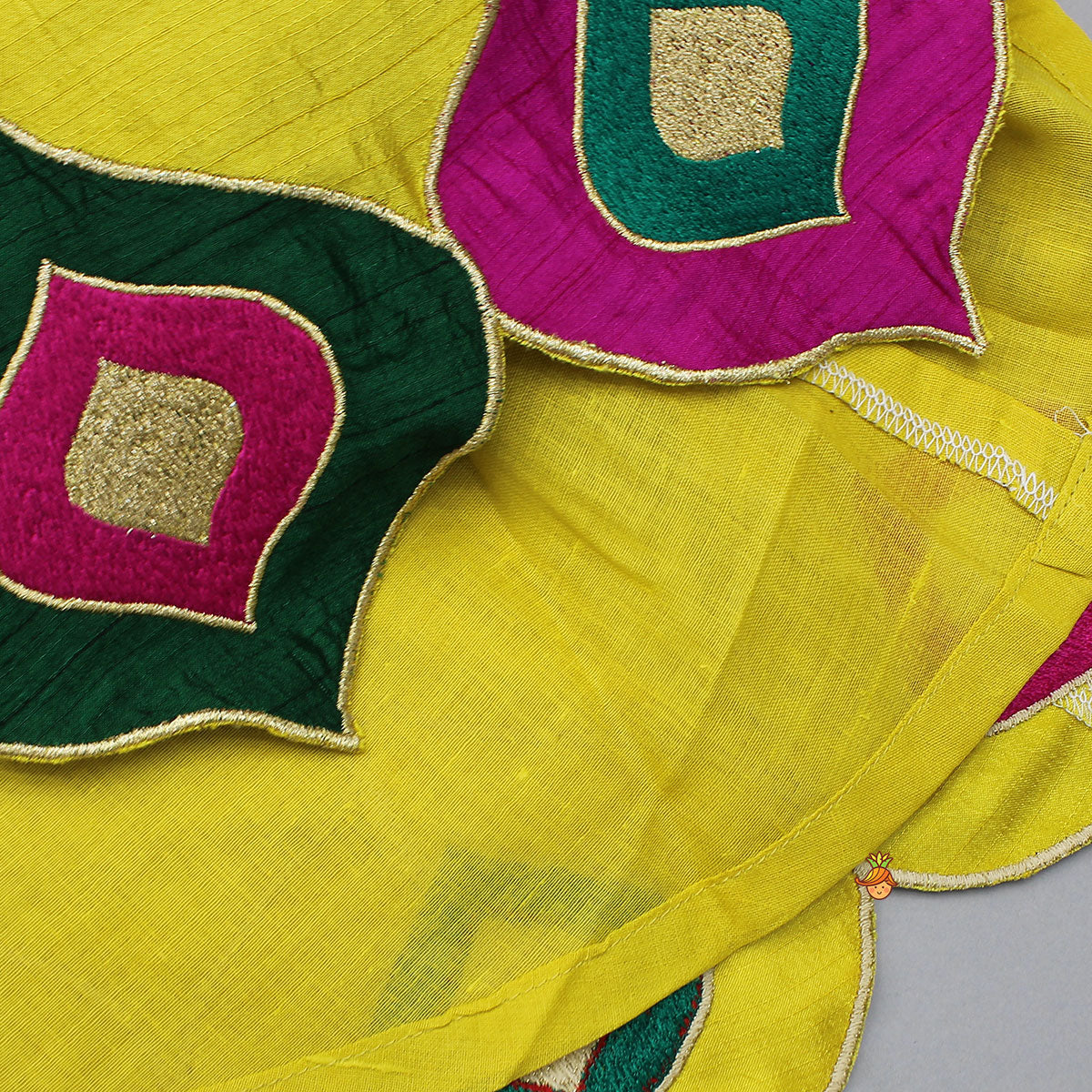 Pre Order: Contrast Hem Flared Top And Palazzo With Matching Dupatta