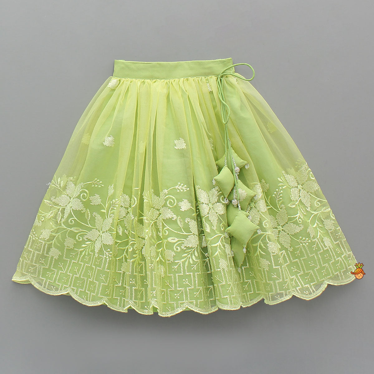 Pre Order: Organza Top And Lehenga With Bow Hair Clip