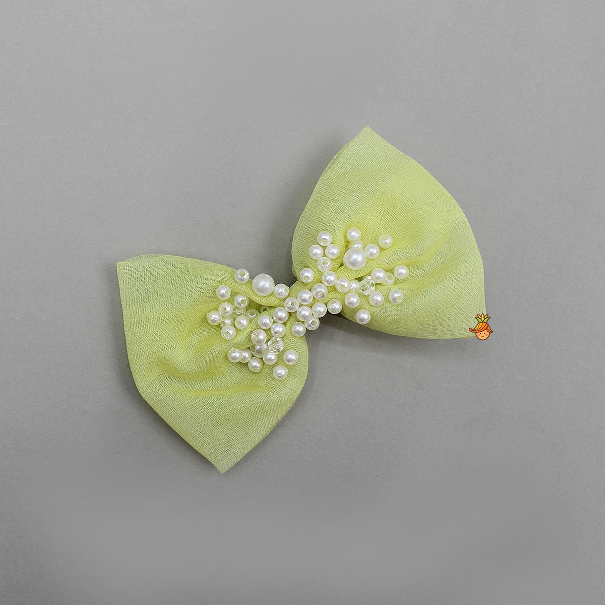 Pre Order: Organza Top And Lehenga With Bow Hair Clip