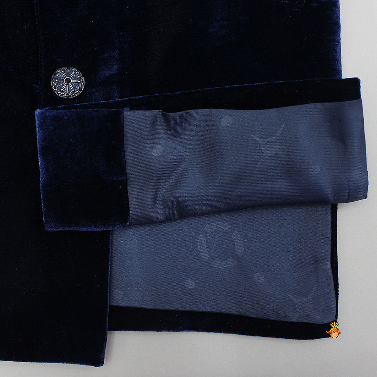 Pre Order: Motifs Embroidered Velvet Sherwani With Pyjama