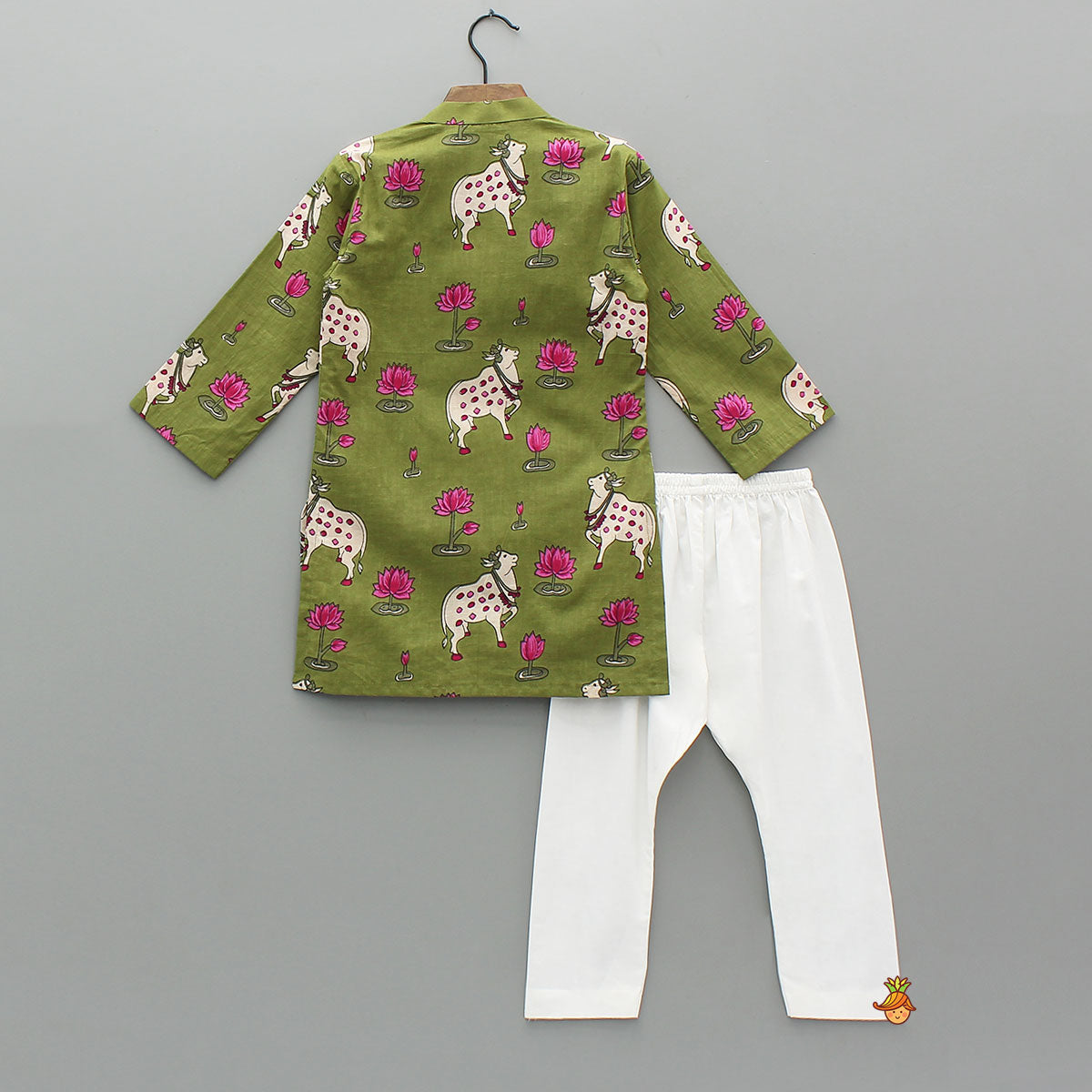 Pre Order: Front Open Printed Kurta With Pyjama