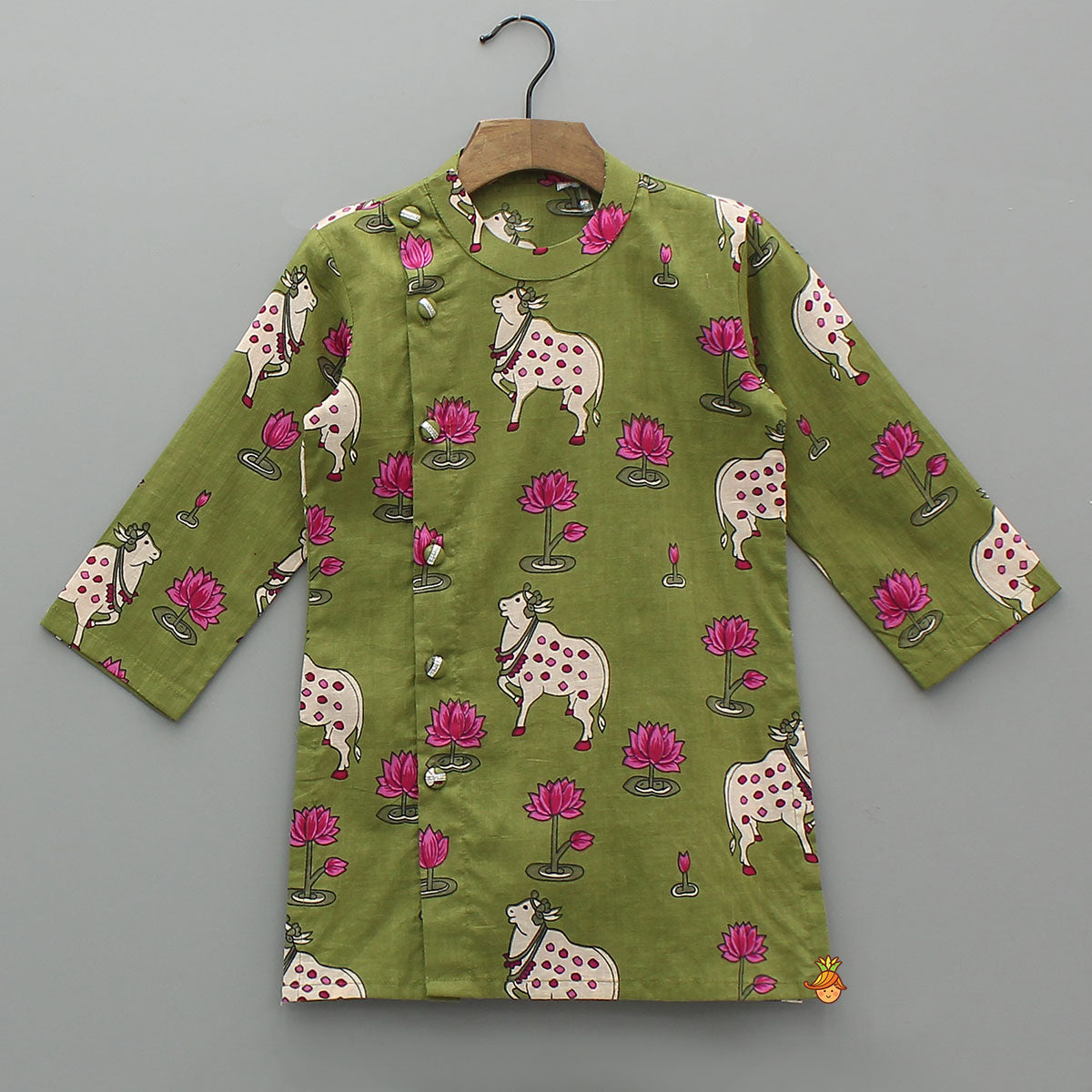 Pre Order: Front Open Printed Kurta With Pyjama