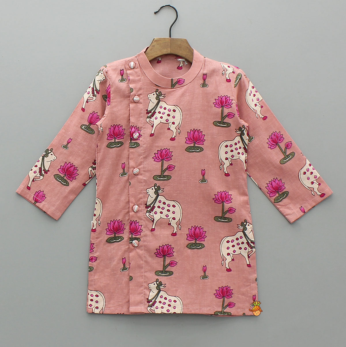 Pre Order: Lotus Printed Ethnic Kurta With Pyjama