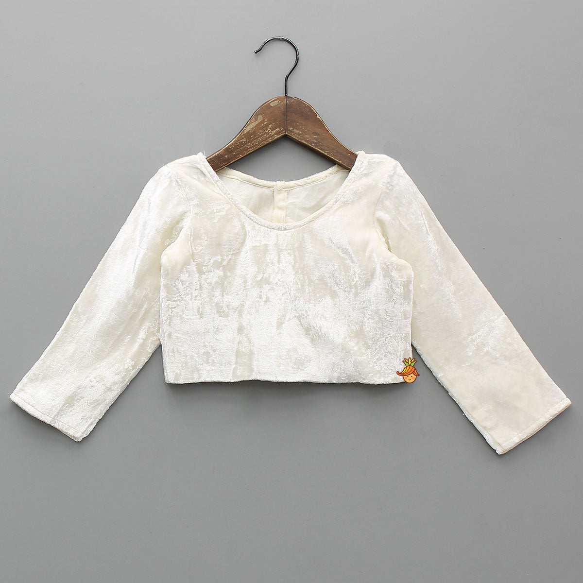 Pre Order: Velvet Inner Top With Halter Neck Fur Top And Gorgeous Dual-Tone Panelled Lehenga