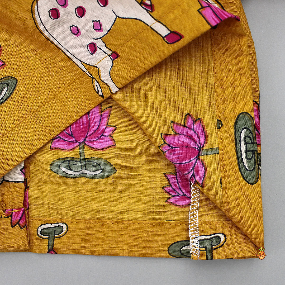 Pre Order: Lotus Printed Top With Matching Lehenga And Dupatta