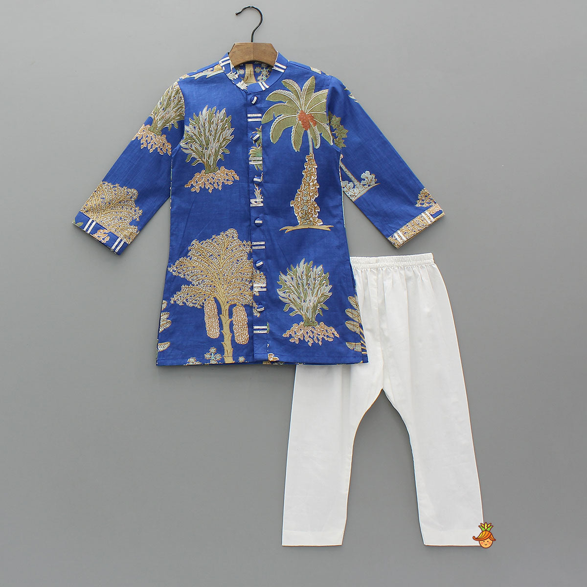 Pre Order: Front Open Printed Kurta With Pyjama