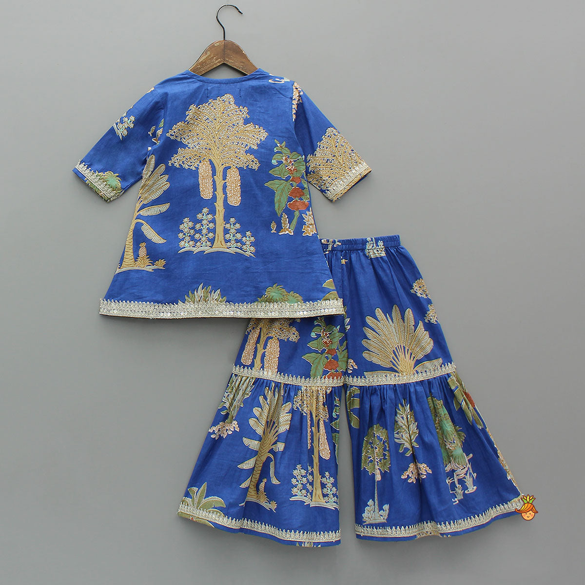 Pre Order: Printed Graceful Kurti And Sharara With Net Dupatta