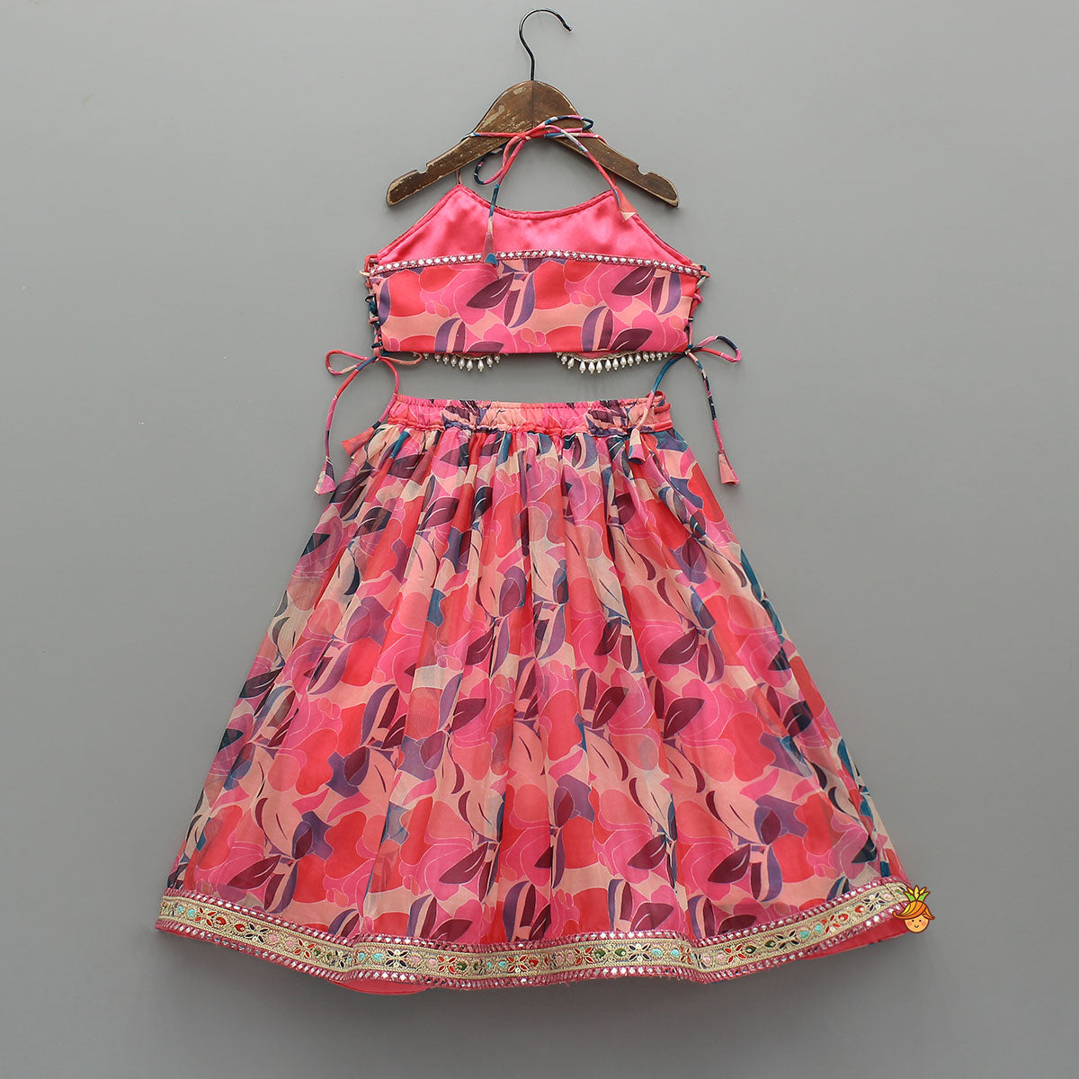 Pre Order: Criss-Cross Side Knot Detail Top With Lehenga