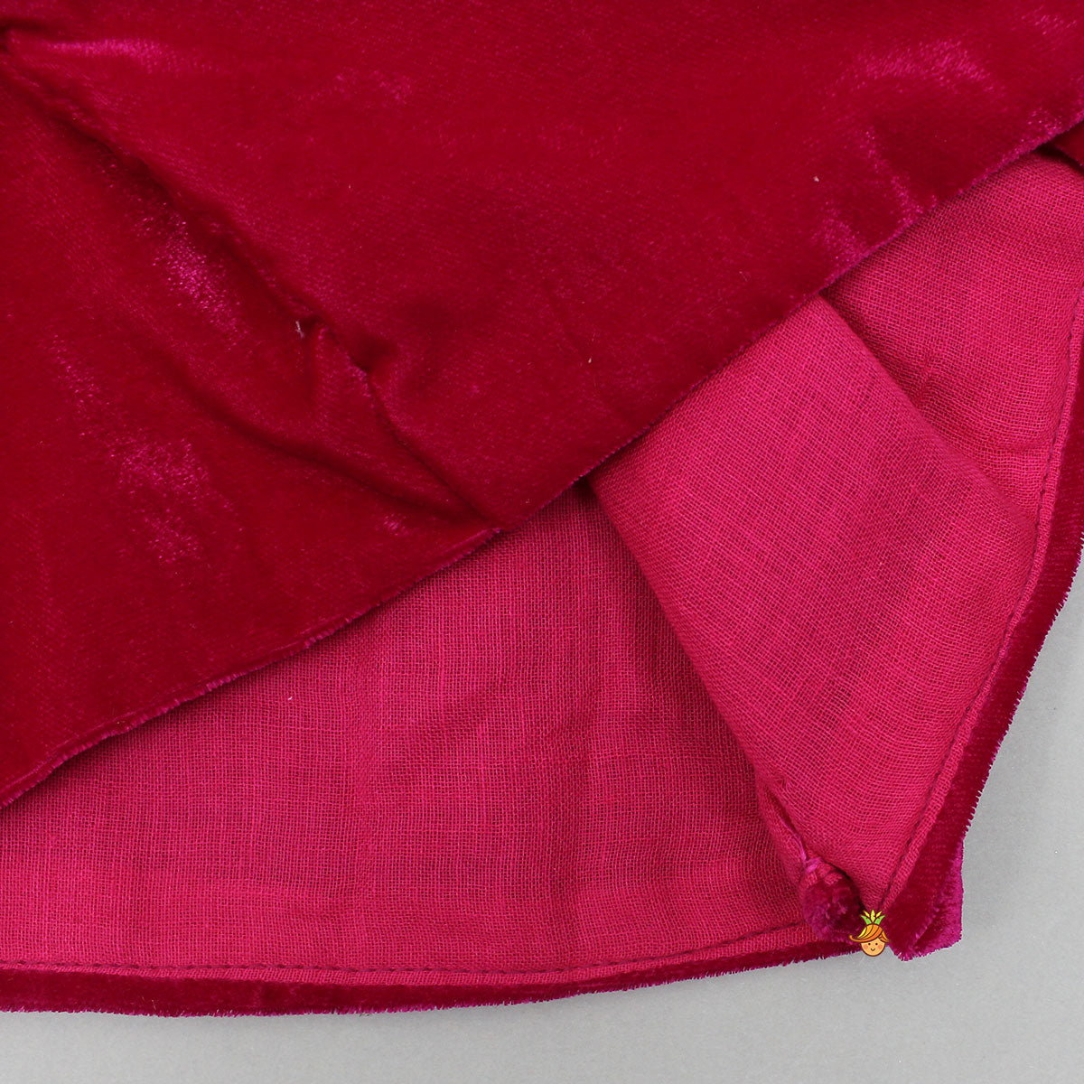 Pre Order: Velvet Top With Zari-Embroidered Lehenga And Attached Dupatta