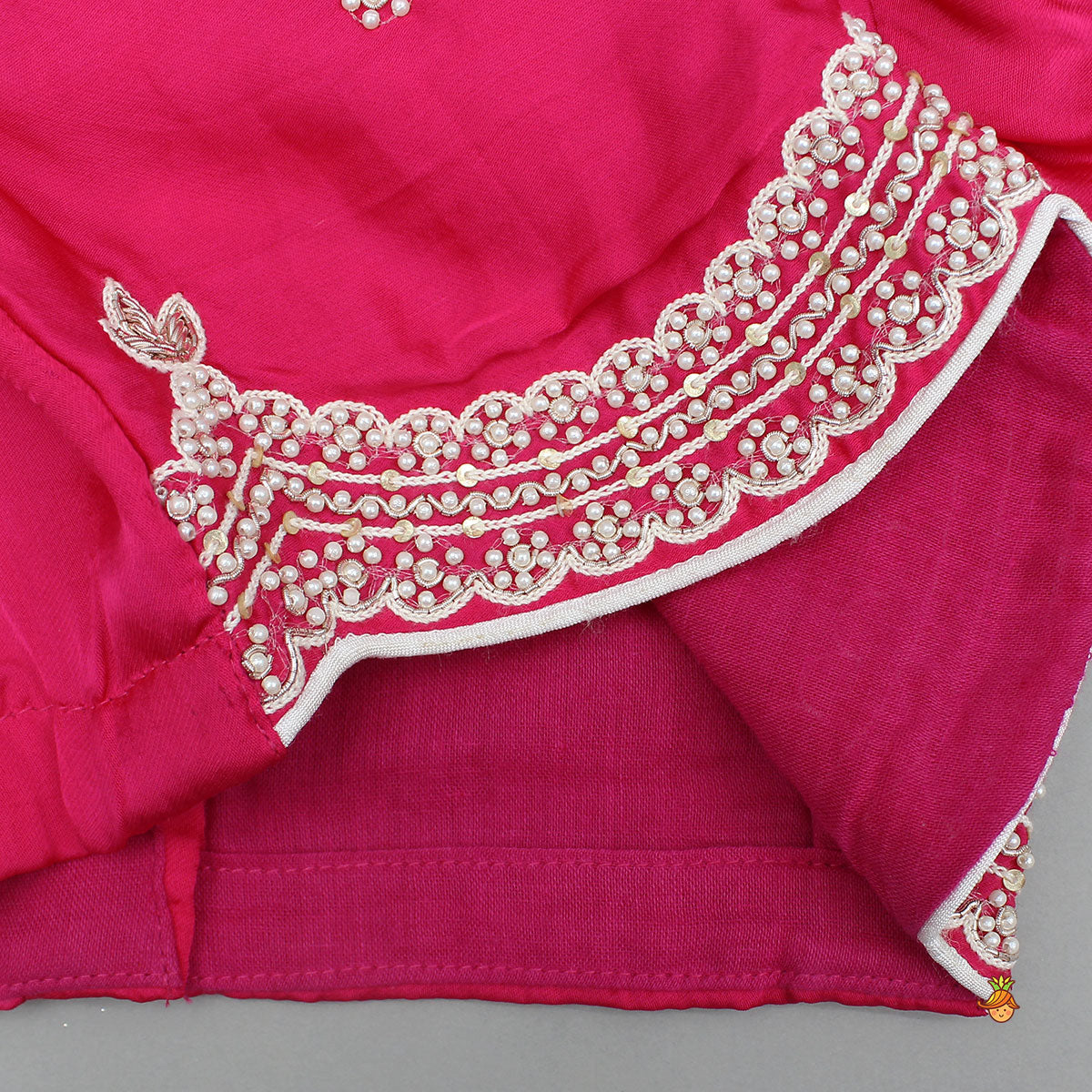 Pre Order: Stylish Hem Embroidered Elegant Top And Scalloped Lehenga